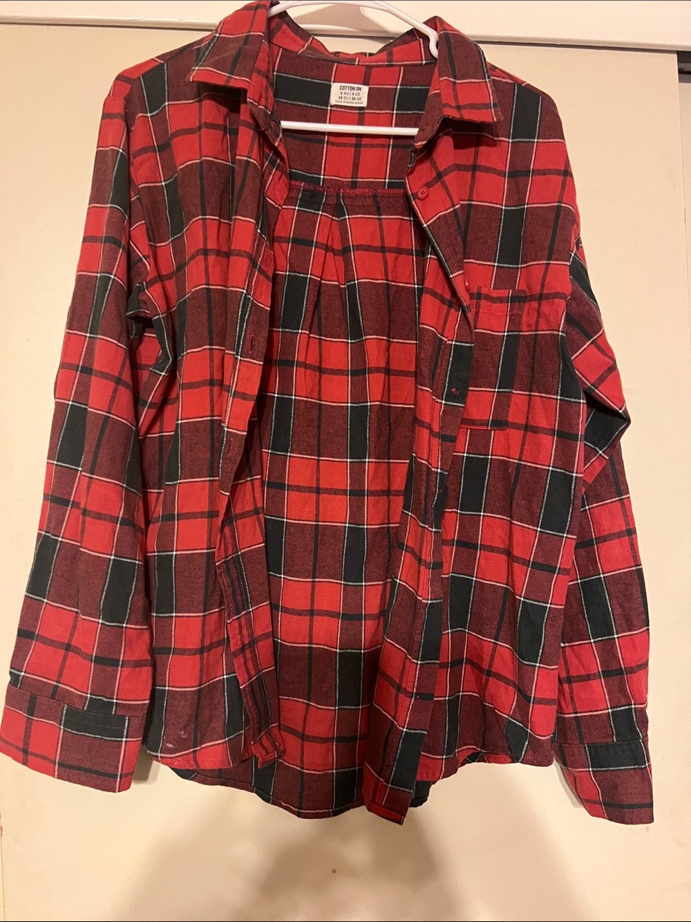 Cotton On Red and Black Plaid Button-Down Shirt